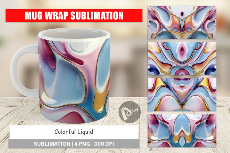 Mug Wrap Design Colorful Liquid