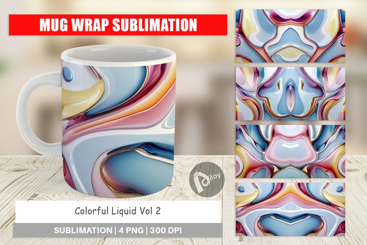 Mug Wrap Design Colorful Liquid