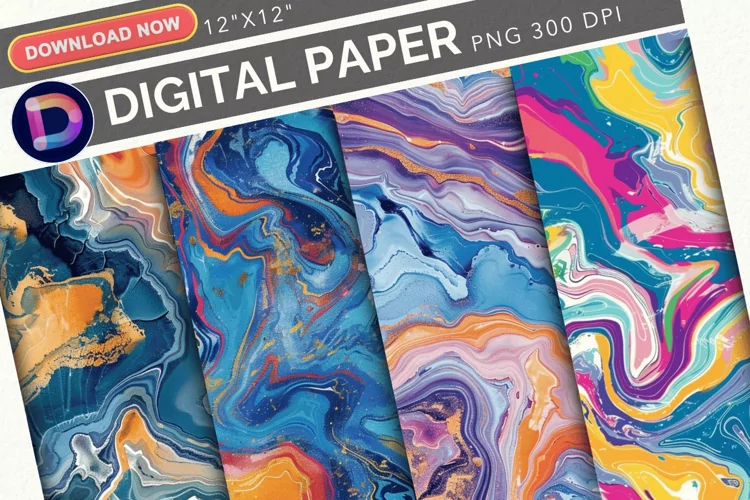 Colorful Marble Seamless Digital Paper