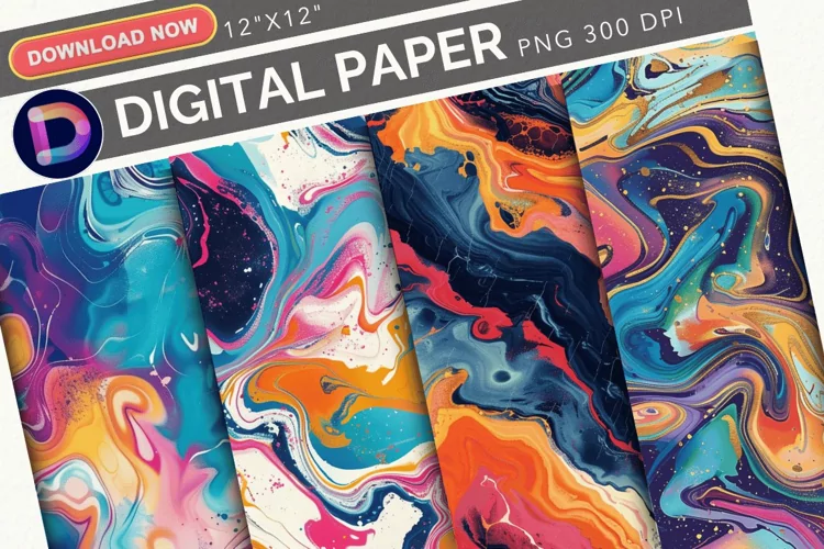 Colorful Marble Seamless Digital Paper