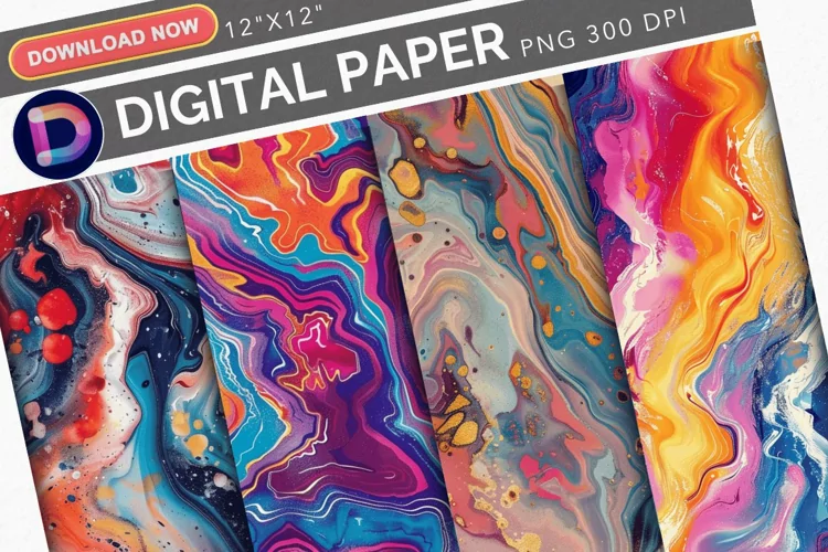 Colorful Marble Seamless Digital Paper