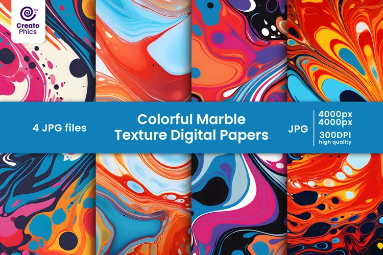 colorful marble texture digital papers and tile patterns