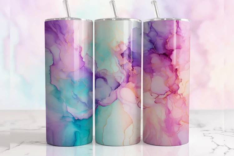 Colorful Marble Tumbler 20 oz Sublimation Design Png