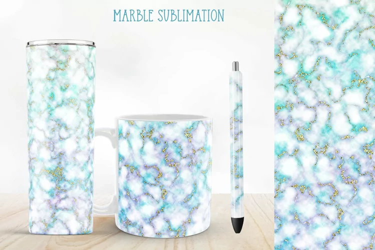 Marble Texture 20oz Skinny Tumbler And Mug Wraps. Pen Design