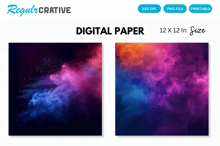 Colorful Neon Powder Texture Digital Paper
