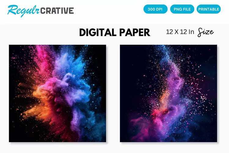Colorful Neon Powder Texture Digital Paper