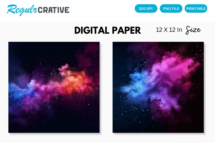 Colorful Neon Powder Texture Digital Paper