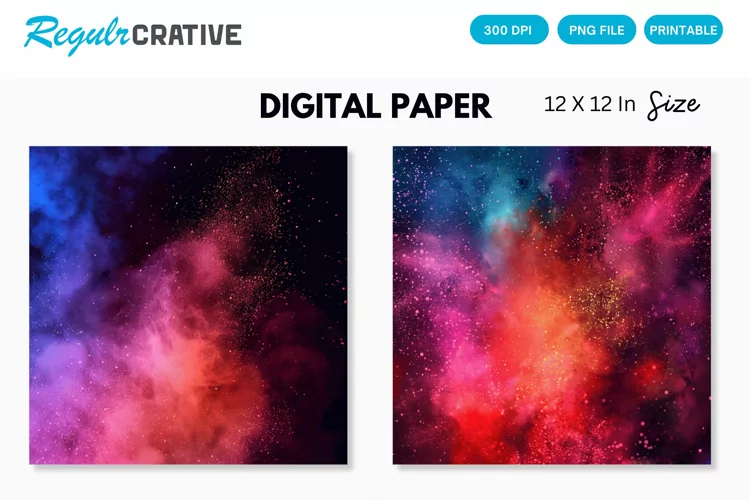 Colorful Neon Powder Texture Digital Paper