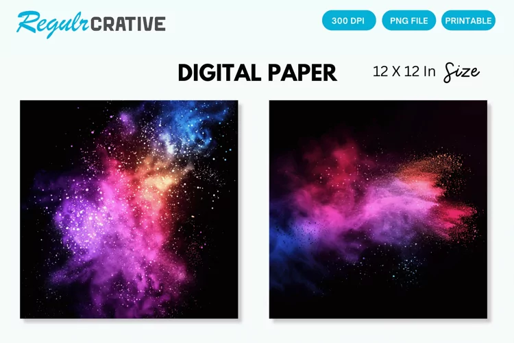 Colorful Neon Powder Texture Digital Paper