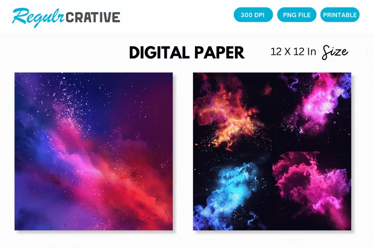 Colorful Neon Powder Texture Digital Paper