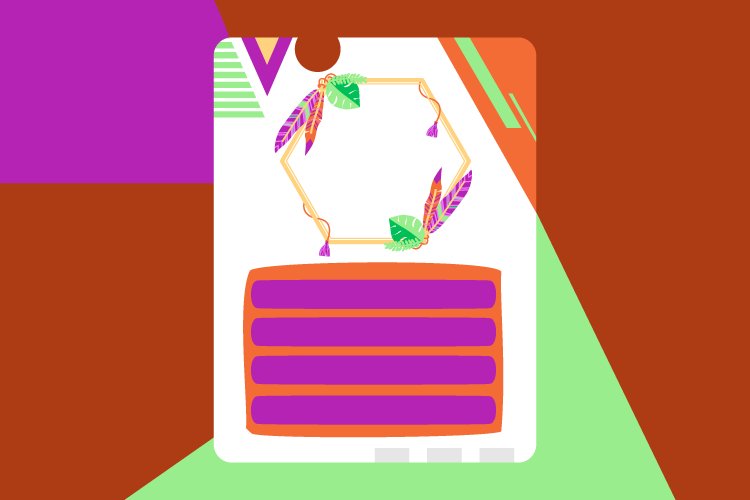 Colorful note paper with scandinavian art