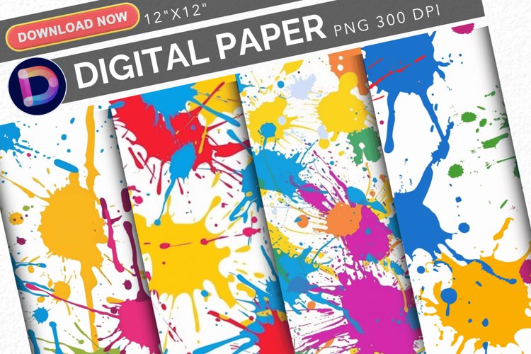 Colorful Paint Splashes Digital Paper