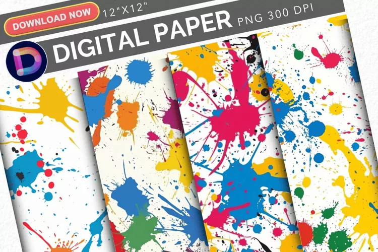 Colorful Paint Splashes Digital Paper