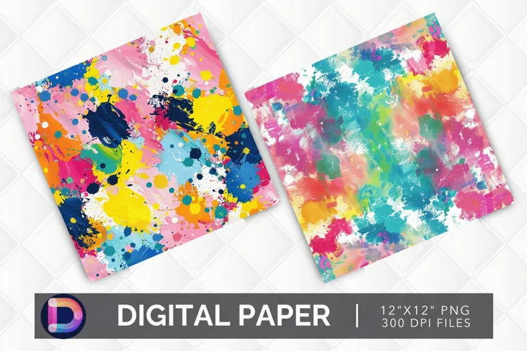 Colorful Paint Splotch Digital Paper
