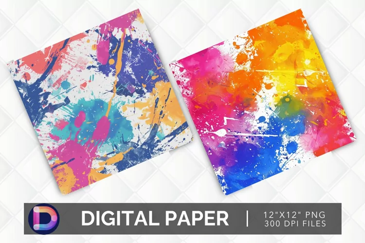 Colorful Paint Splotch Digital Paper