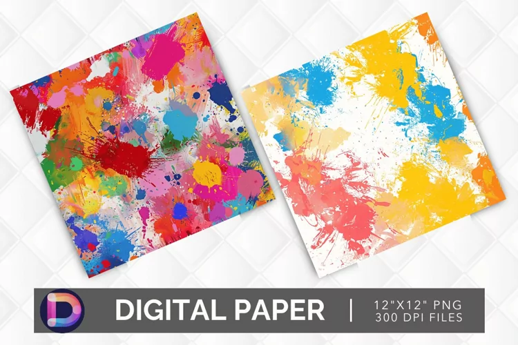 Colorful Paint Splotch Digital Paper