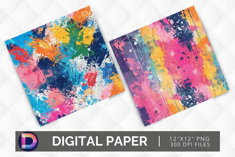 Colorful Paint Splotch Digital Paper