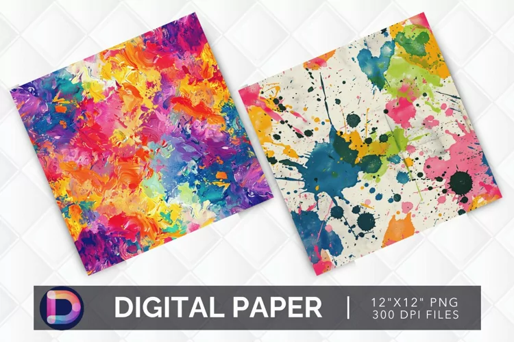 Colorful Paint Splotch Digital Paper