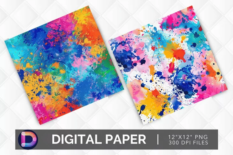 Colorful Paint Splotch Digital Paper