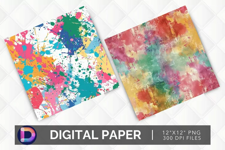Colorful Paint Splotch Digital Paper