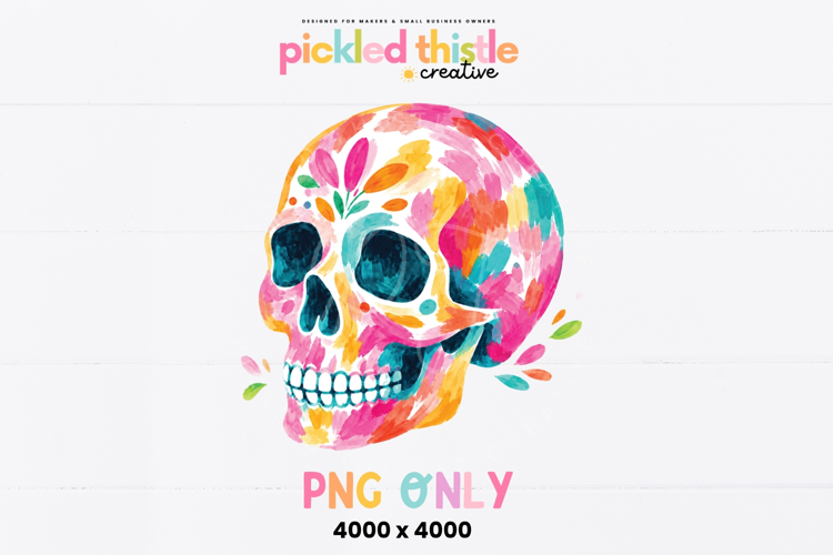 Colorful Painted Skull PNG, Halloween Skull Shirt Design