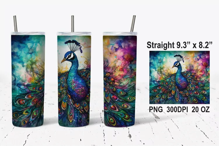 Colorful Peacock Tumbler Wrap, Peacock Tumbler Wrap