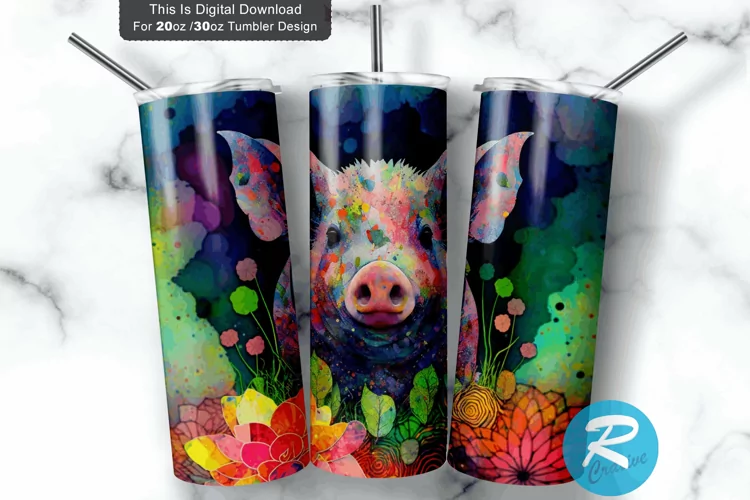 Colorful Piglet 20oz/30oz Skinny Tumbler