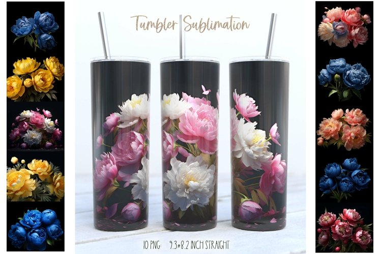 Bundle of Colorful Pions with Buds|20 OZ Tumbler Sublimation