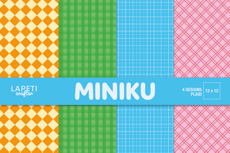 Colorful Plaid Digital Papers, Kids Scrapbook Backgrounds