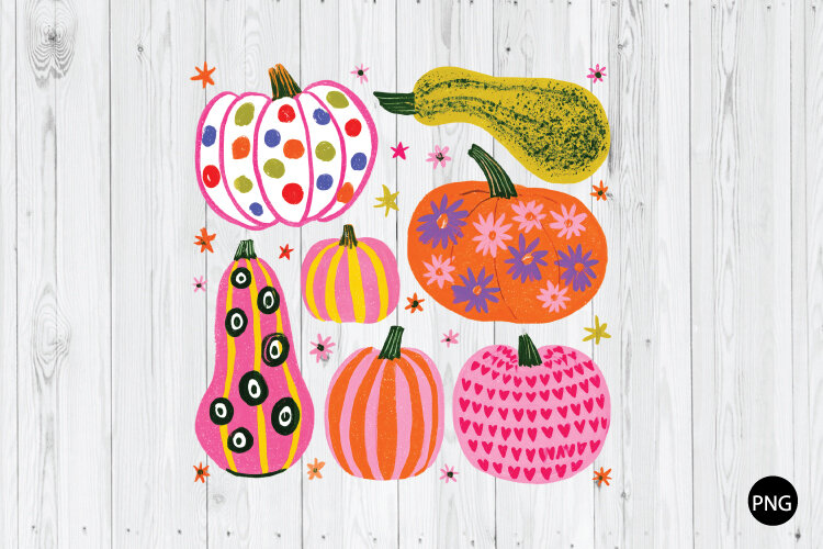 Colorful Pumpkin PNG, Hand Drawn Pumpkin PNG example image 1