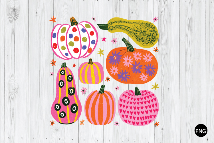 Colorful Pumpkin PNG, Hand Drawn Pumpkin PNG