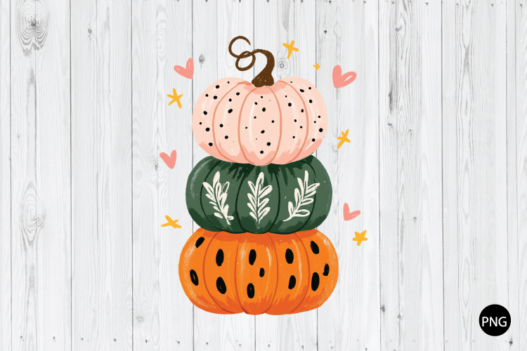 Boho Pumpkin PNG, Preppy Fall Pumpkin PNG