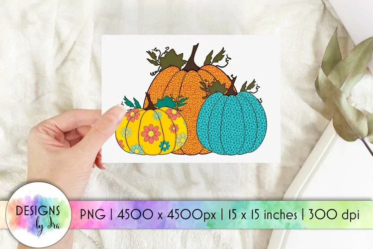 Pumpkin Sublimation | Colourful Pumpkins Illustration