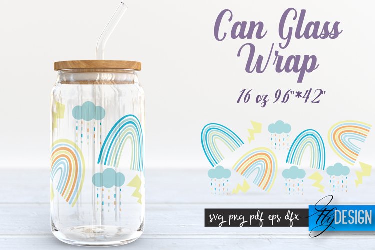 Can Glass Wrap Rainbow SVG | Rainbow SVG Design | Template