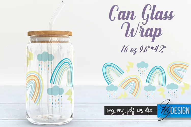 Can Glass Wrap Rainbow SVG | Rainbow SVG Design | Template