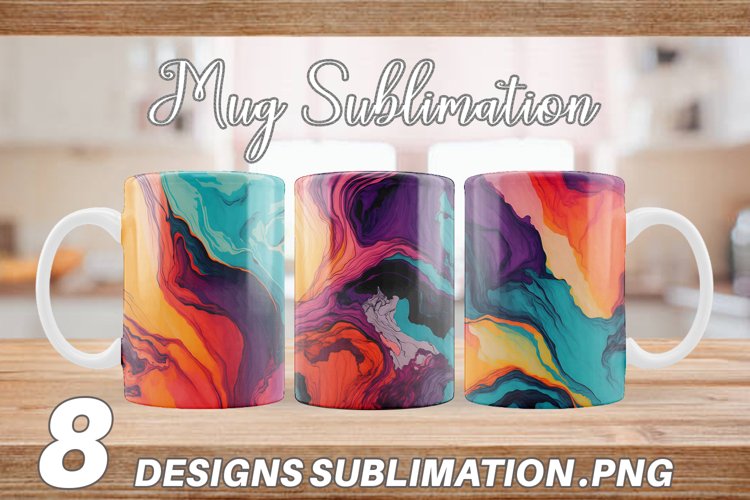 Colorful Alcohol Ink Mug sublimation design