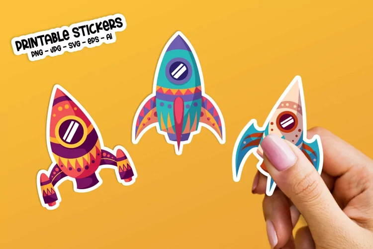 Colorful Rocket Sticker Illustrations
