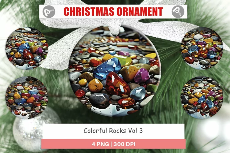 Christmas Ornaments Colorful Rocks