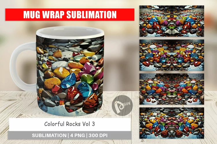 Mug Wrap Design Colorful Rocks