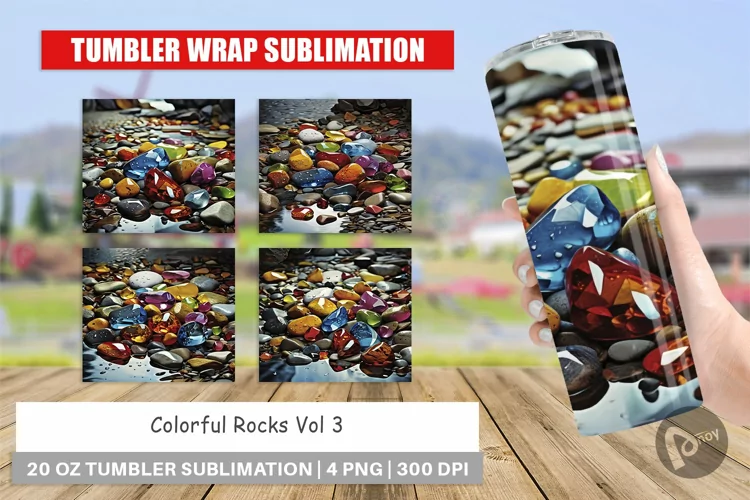 Tumbler Wrap Colorful Rocks