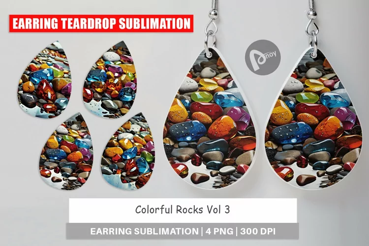 Earring Teardrop Colorful Rocks