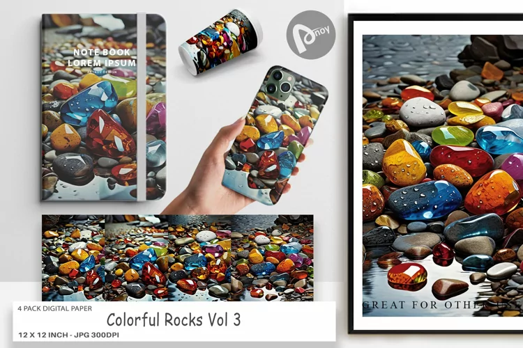 Digital Paper Colorful Rocks
