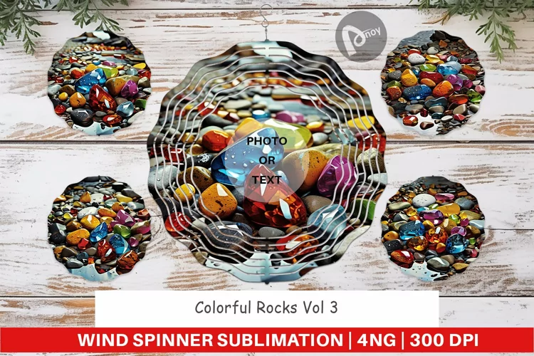 Wind Spinner Colorful Rocks