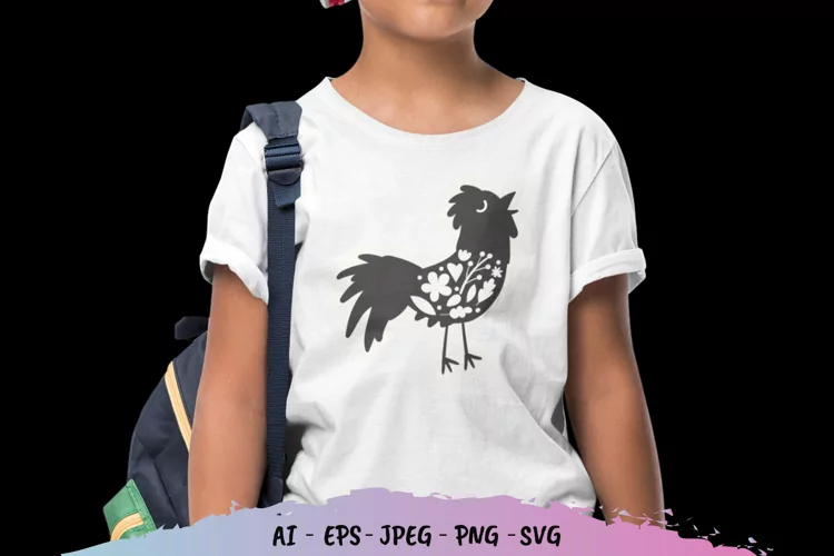 Rooster Folk Art SVG File