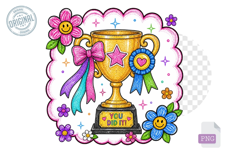 Colorful School Trophy Award Clipart PNG for Students
