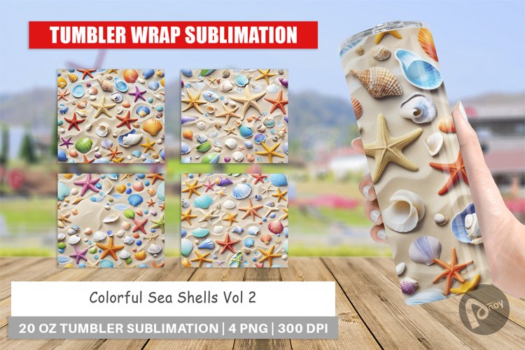 Tumbler Wrap Colorful Seashells