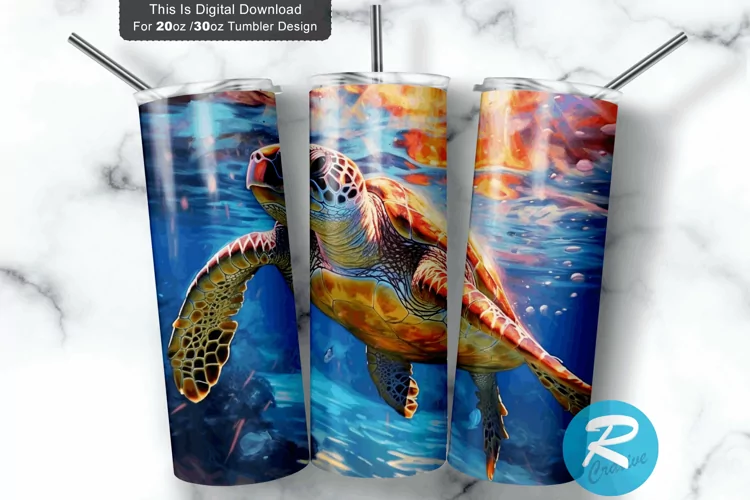 Colorful Sea Turtle 20oz/30oz Skinny Tumbler