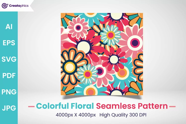 colorful seamless floral pattern and digital paper