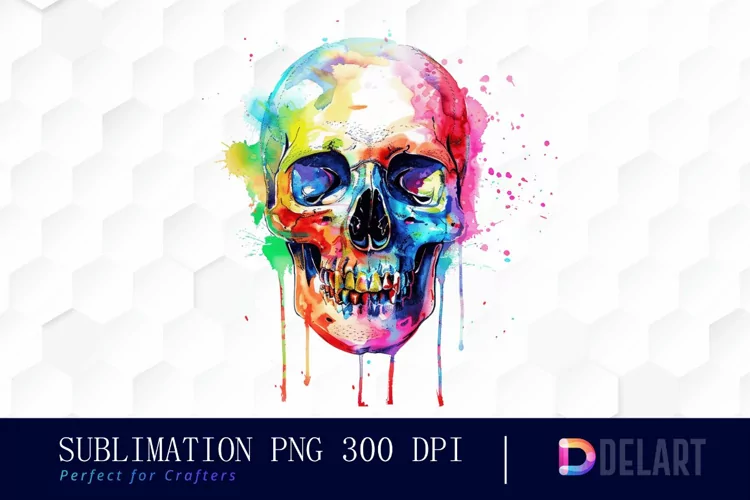 Colorful Skull Illustration Clipart
