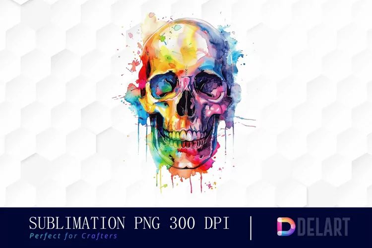Colorful Skull Illustration Clipart